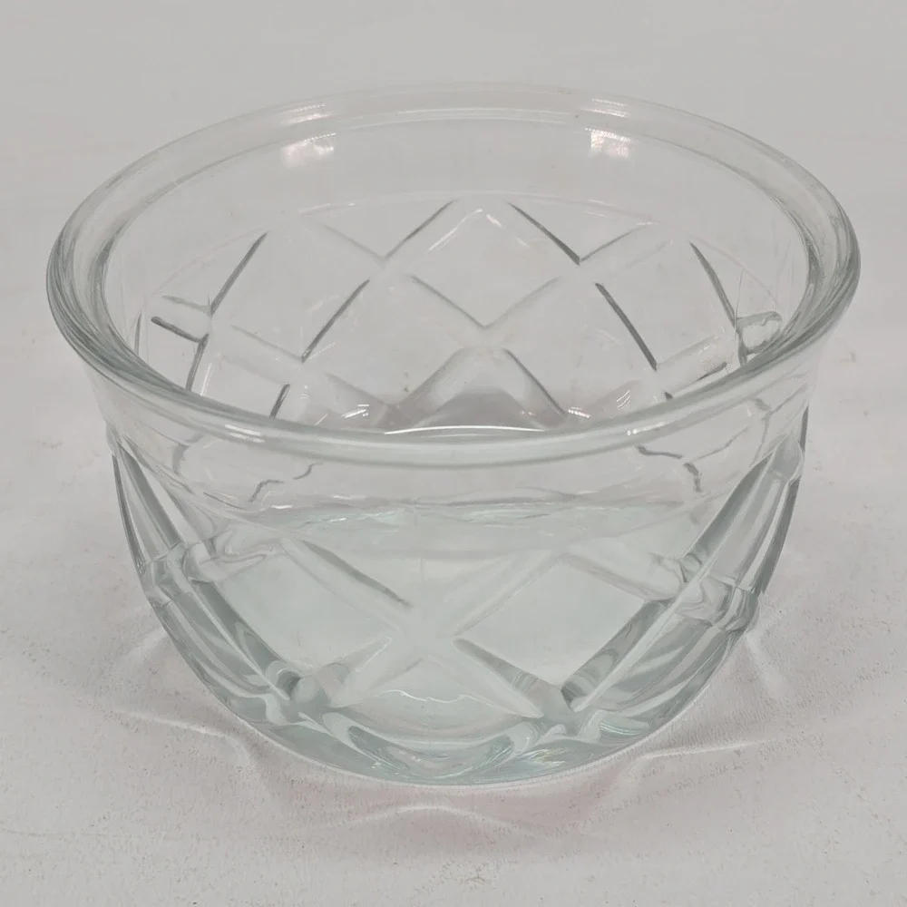 Clear Diamond Cut Glass Dip Bowl  Glass Candy Bowl  Small Bowl Decorative Glass